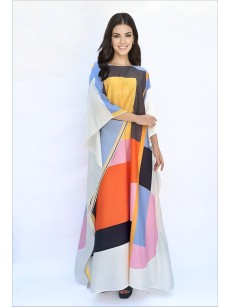 Simple Abstract Art Pattern Blended Silk Robe Skirt