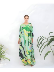 Green Abstract Flowing Pattern Robe Skirt