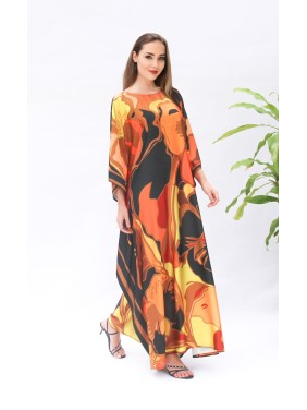 Robe-style skirt with large...