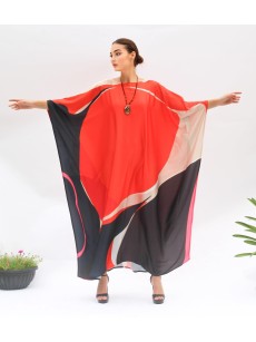 Red blended silk robe-style skirt