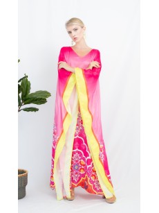 Pink to red gradient robe-style skirt
