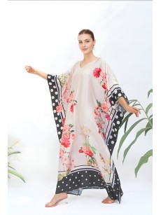 Black and white polka dot side robe skirt