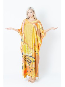 Warm Brown Retro Art Print Robe Skirt