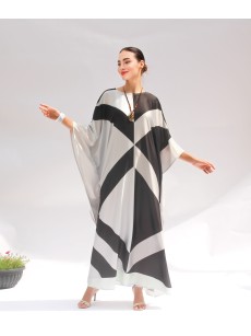 Black and white geometric patchwork robe-style skirt