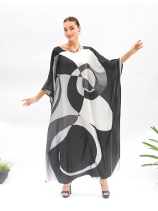 Black, White and Gray Geometric Circle Splicing Skirt