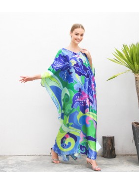 Blue Iris Pattern Robe Dress