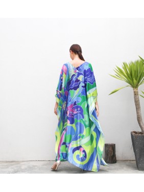 Blue Iris Pattern Robe Dress