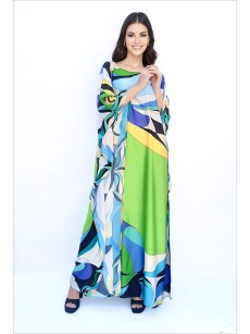 Abstract Lines and Color Blocks Robe Skirt